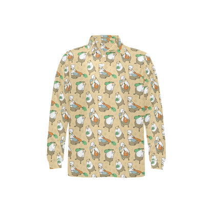 Guinea Pig Print Design LKS401 Long Sleeve Polo Shirt For Men's
