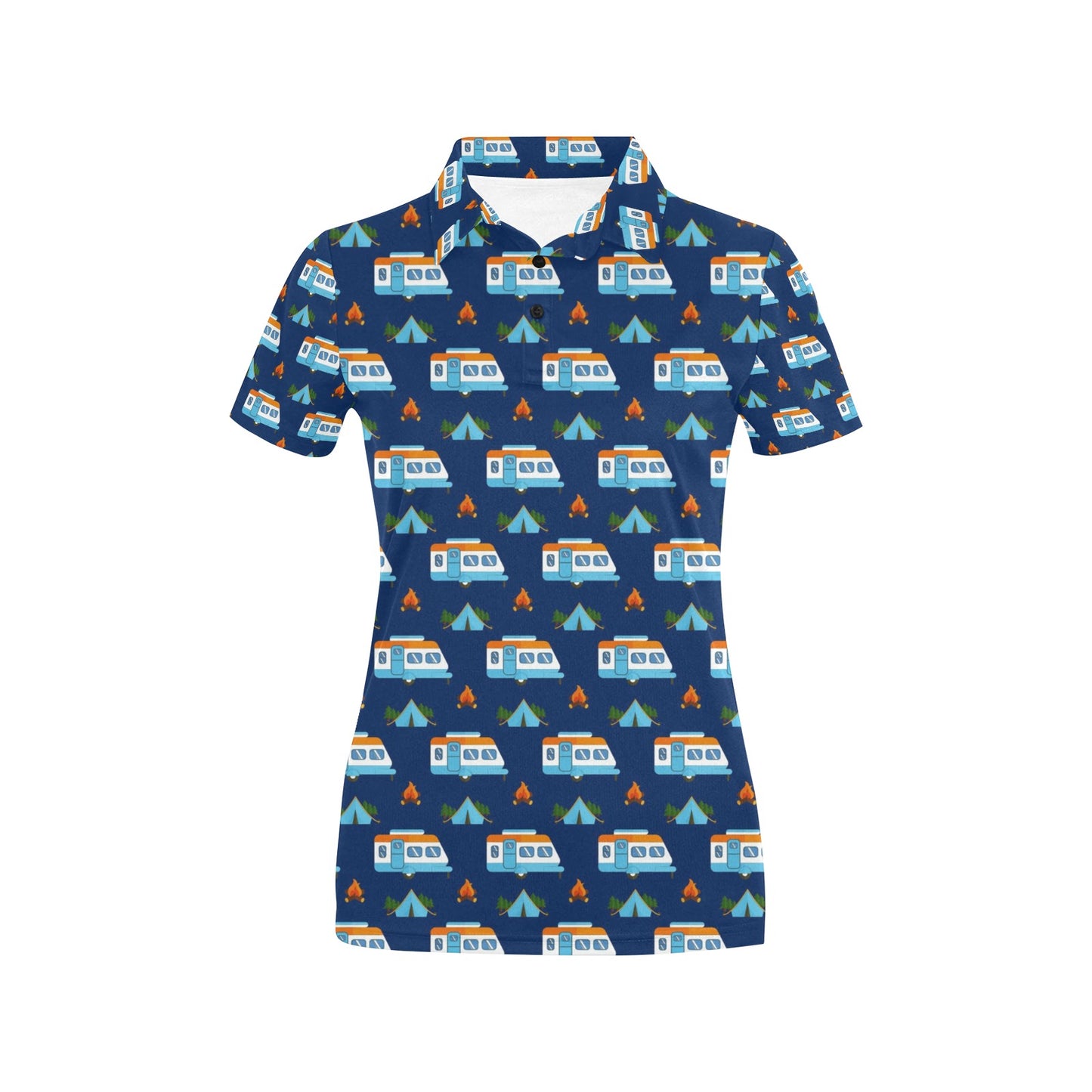 Camper Pattern Camping Themed No 3 Print Women's Polo Shirt