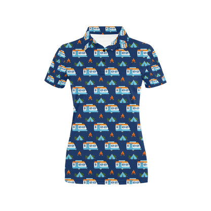 Camper Pattern Camping Themed No 3 Print Women's Polo Shirt