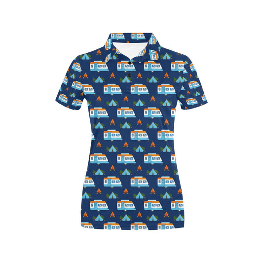 Camper Pattern Camping Themed No 3 Print Women's Polo Shirt