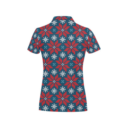 Poinsettia Pattern Print Design A02 Women's Polo Shirt