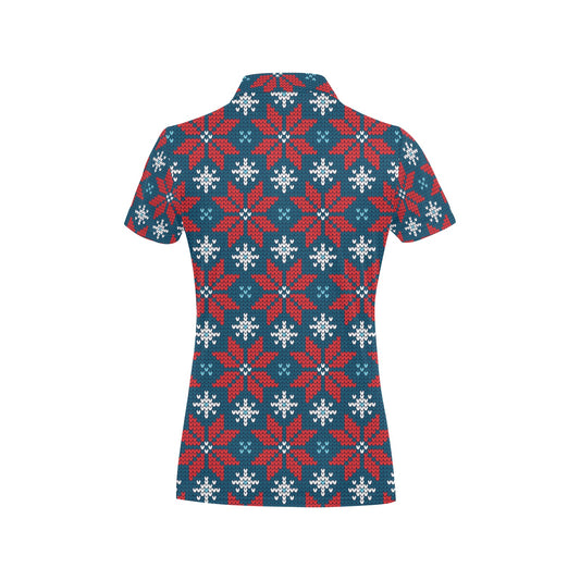 Poinsettia Pattern Print Design A02 Women's Polo Shirt