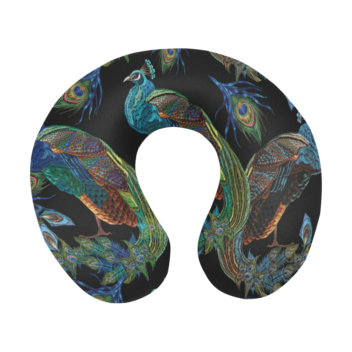 Peacock Pattern Print Design A04 U-Shaped Travel Neck Pillow