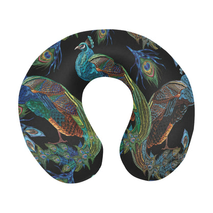 Peacock Pattern Print Design A04 U-Shaped Travel Neck Pillow