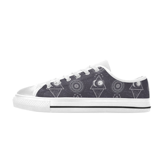 Sun Moon Print Design LKS309 Women's White Low Top Shoes