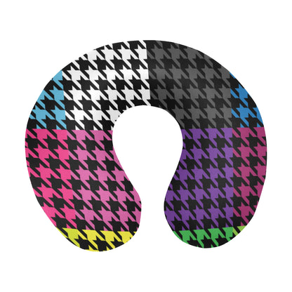 Houndstooth Colorful Pattern Print Design 01 U-Shaped Travel Neck Pillow