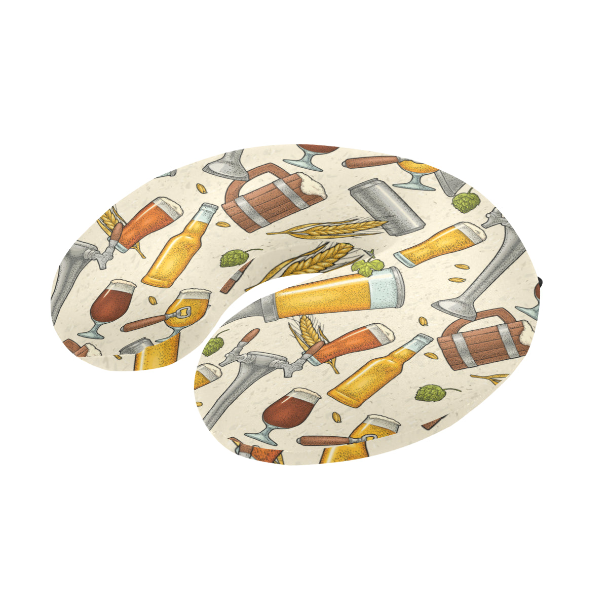 Beer Pattern Print Design 05 U-Shaped Travel Neck Pillow