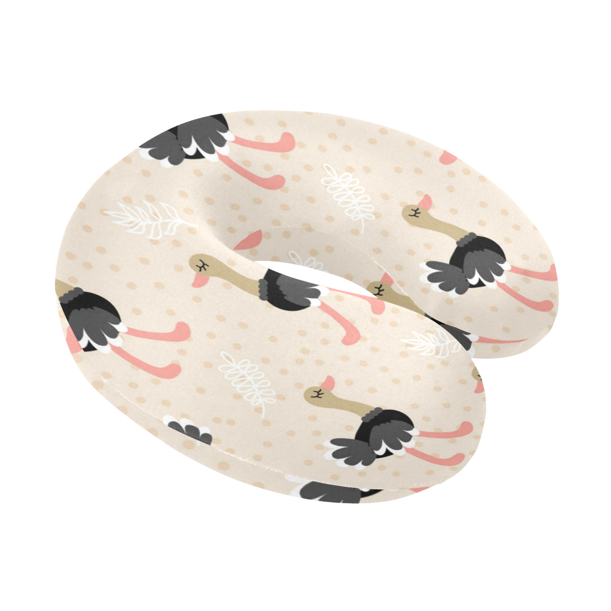 Ostrich Pattern Print Design 02 U-Shaped Travel Neck Pillow