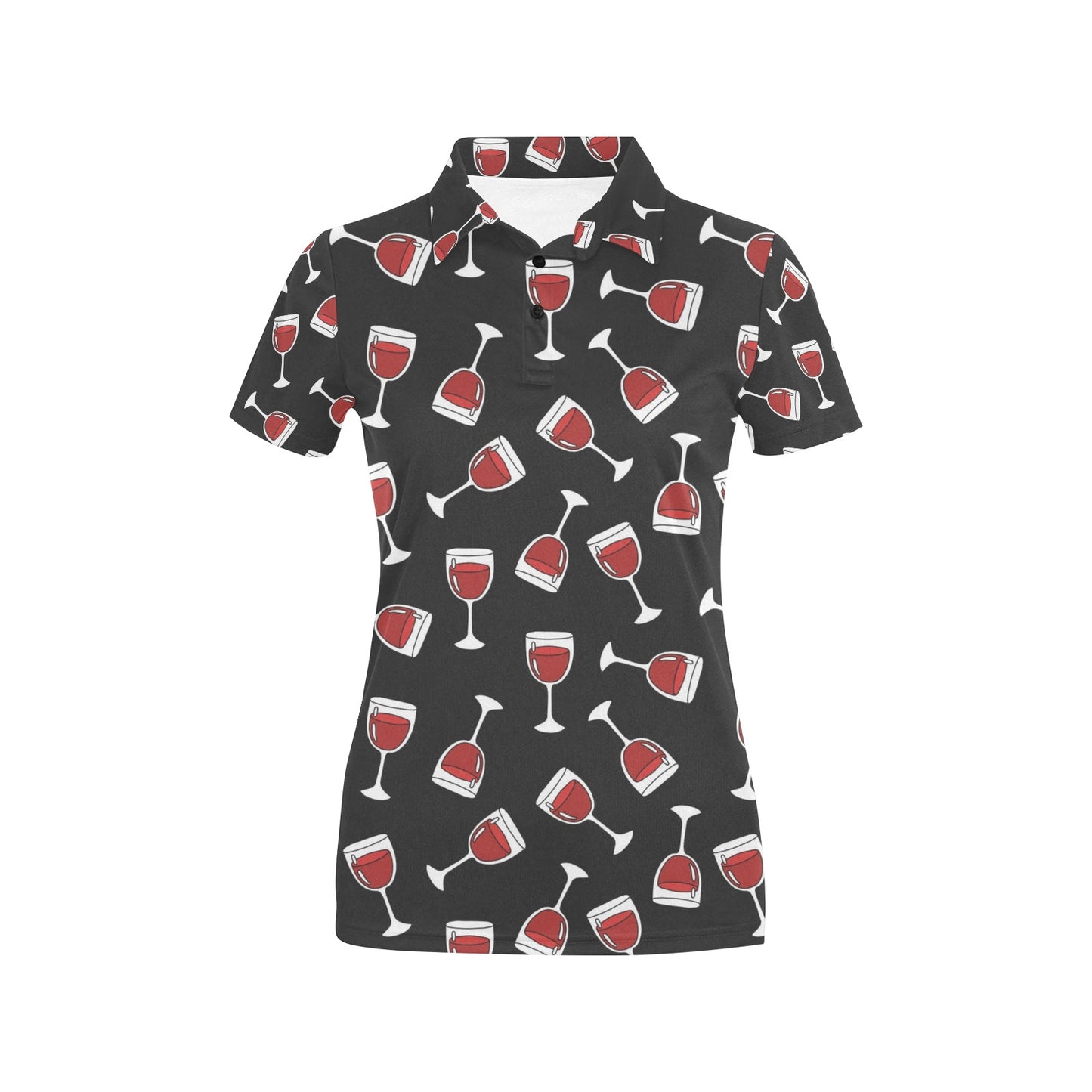 Wine Glass Print Design LKS303 Women's Polo Shirt