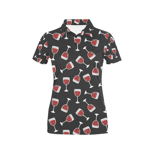 Wine Glass Print Design LKS303 Women's Polo Shirt