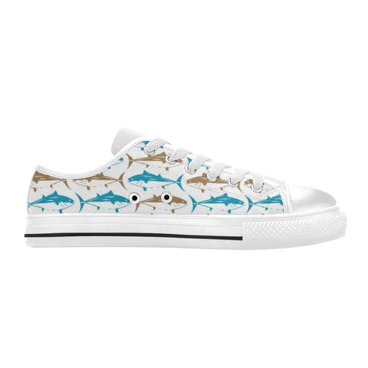 Tuna Fish Print Design LKS301 Women's White Low Top Shoes