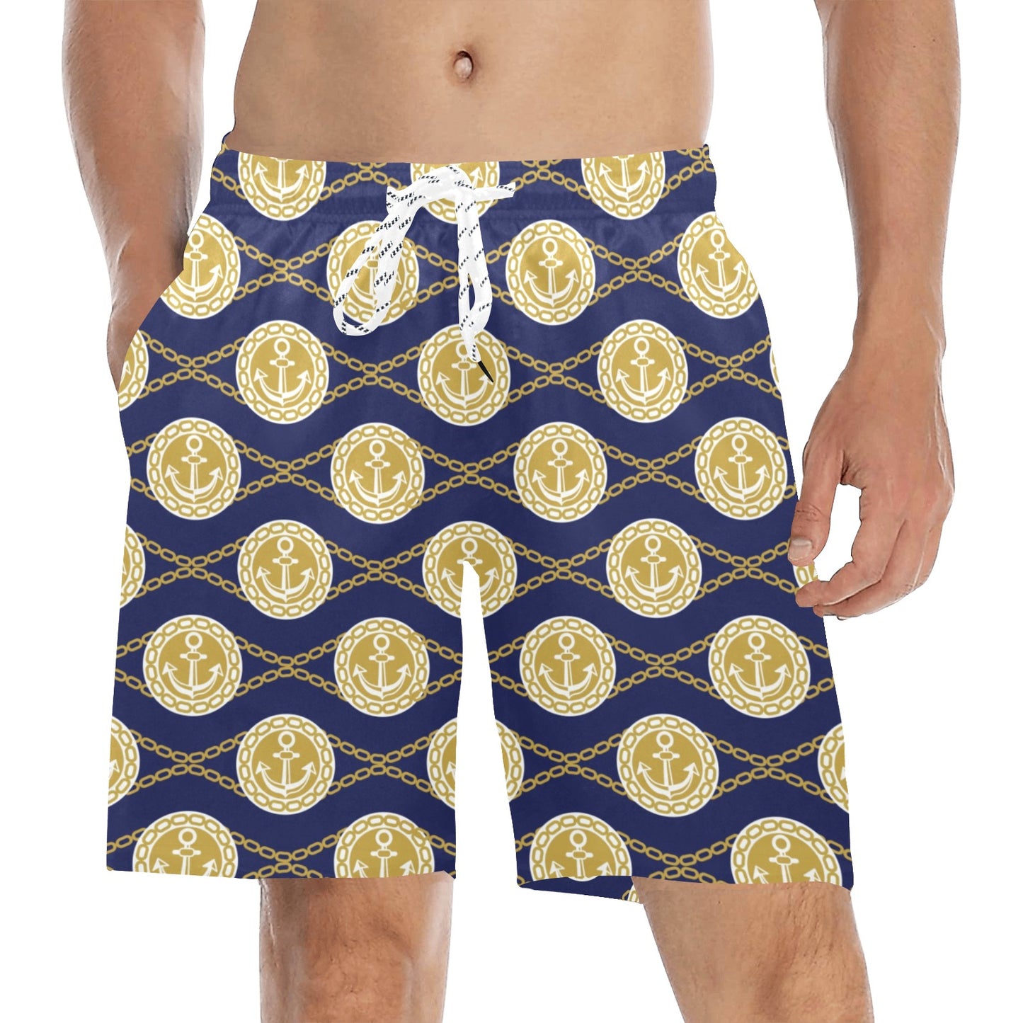 Anchor Luxury Pattern Men's Swim Trunks Beach Shorts