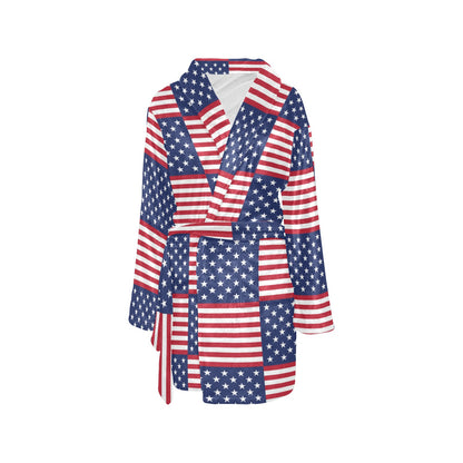 Patriotic US Flag Pattern Print Design A03 Women's Fleece Robe