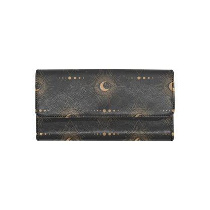 Moon Boho Pattern Print Design 02 Women's Trifold Wallet