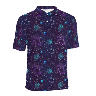 Zodiac Galaxy Design Print Men Polo Shirt