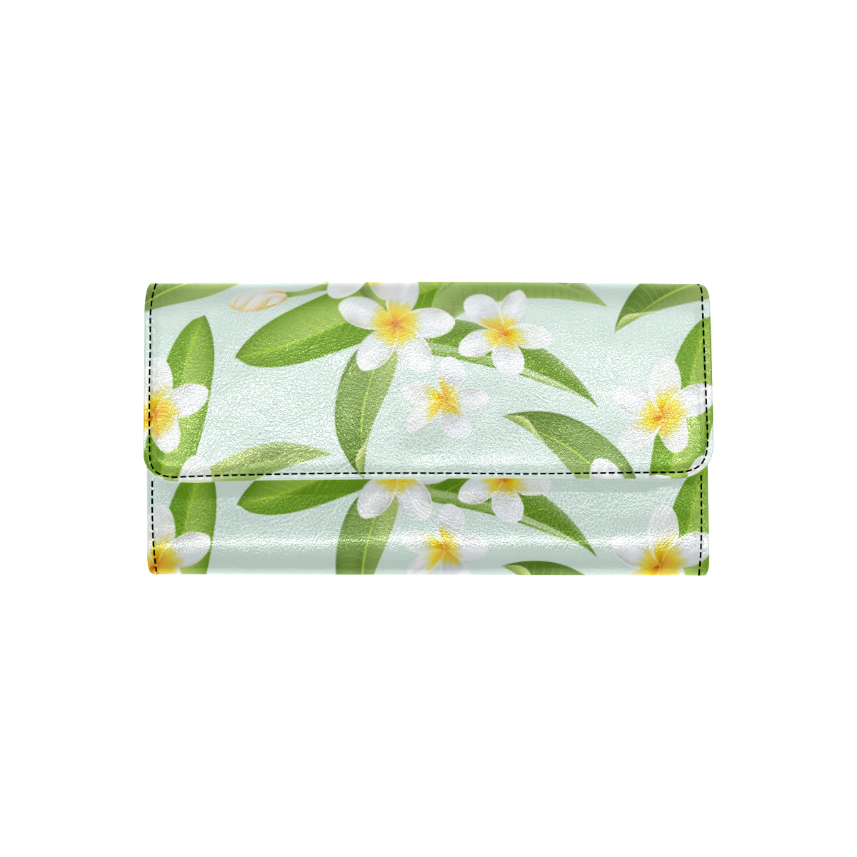 Yellow Plumeria Pattern Print Design PM024 Women's Trifold Wallet