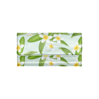 Yellow Plumeria Pattern Print Design PM024 Women's Trifold Wallet