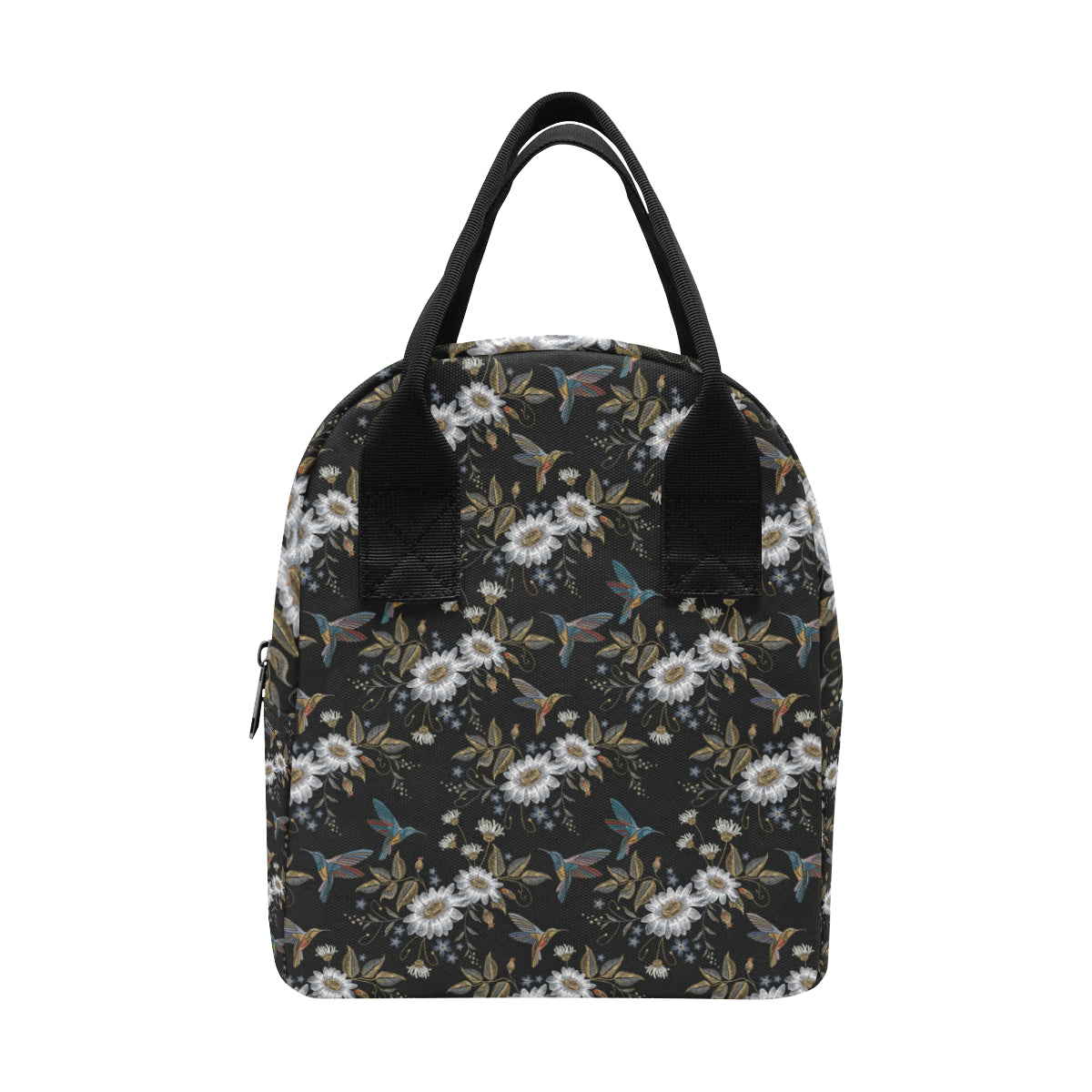 Hummingbird with Embroidery Themed Print Insulated Lunch Bag