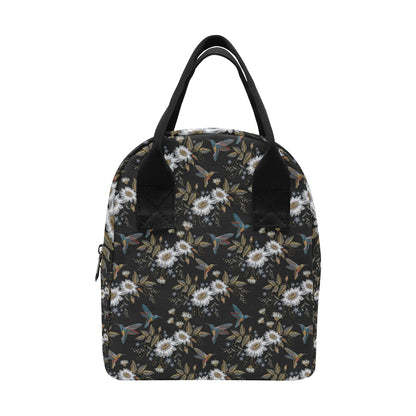 Hummingbird with Embroidery Themed Print Insulated Lunch Bag