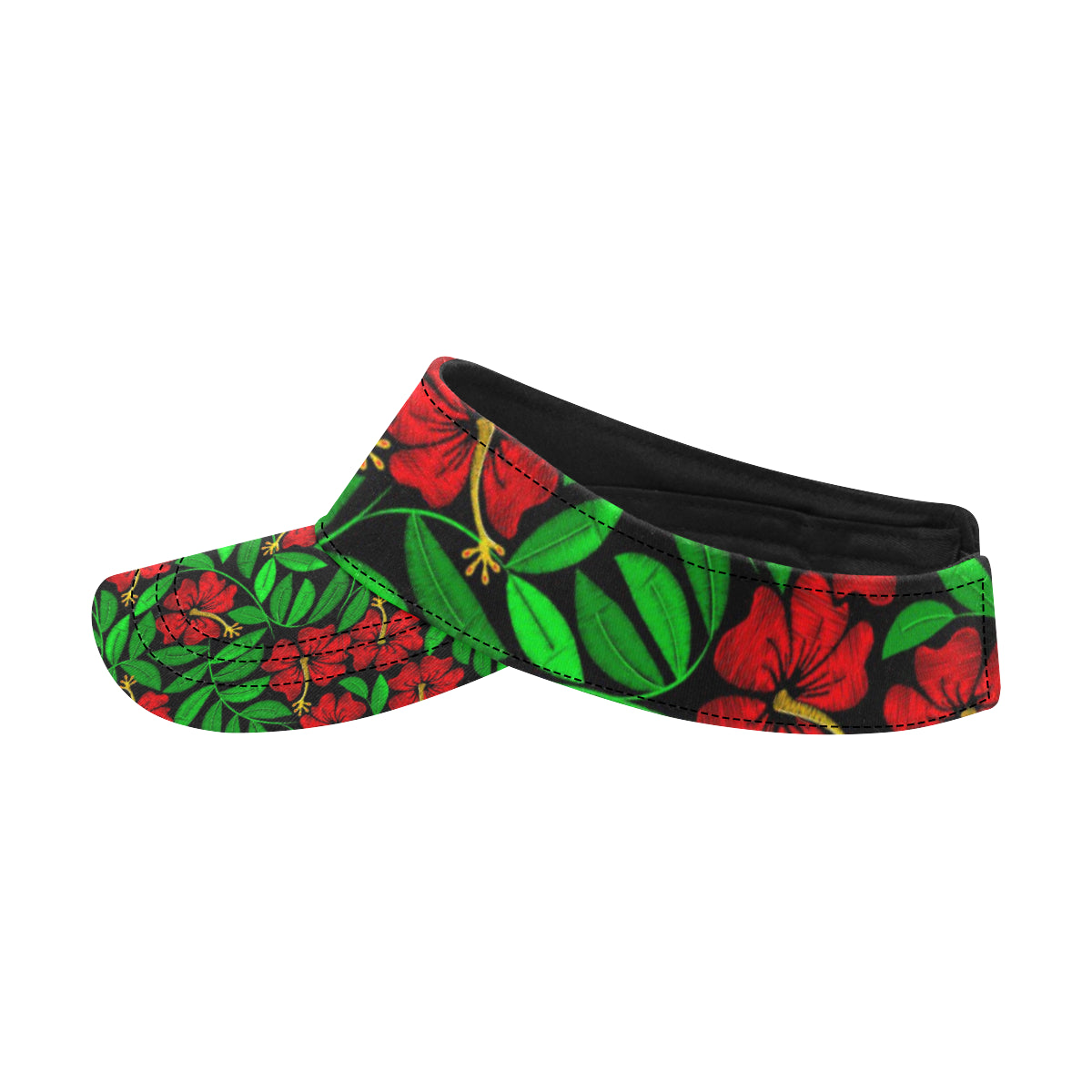 Red Hibiscus Embroidered Pattern Print Design HB03 Unisex Sun Visor
