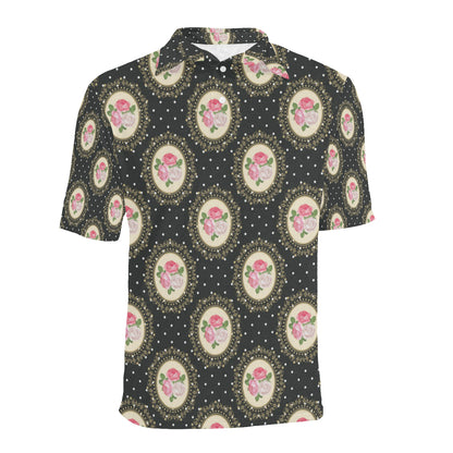 Rose Pattern Print Design RO015 Men Polo Shirt