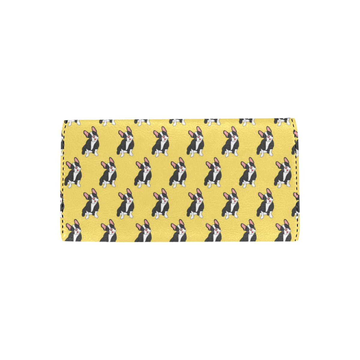 Boston Terrier Pattern Print Design 06 Women's Trifold Wallet