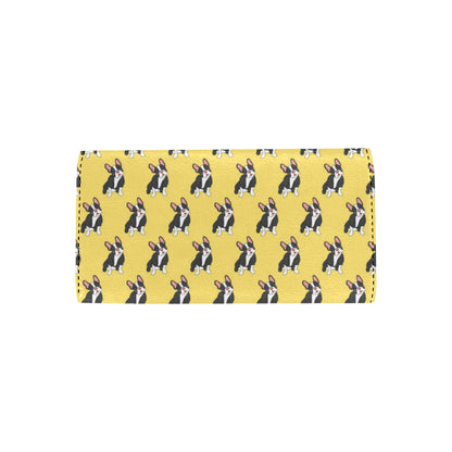 Boston Terrier Pattern Print Design 06 Women's Trifold Wallet