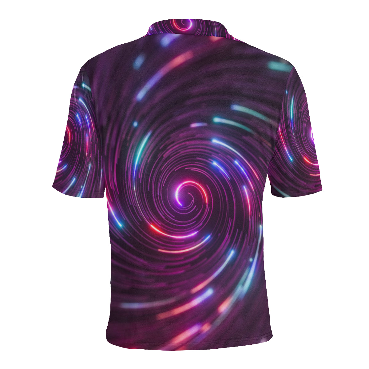Vortex Twist Swirl Purple Neon Print Men Polo Shirt