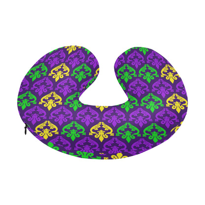 Mardi Gras Pattern Print Design 02 U-Shaped Travel Neck Pillow