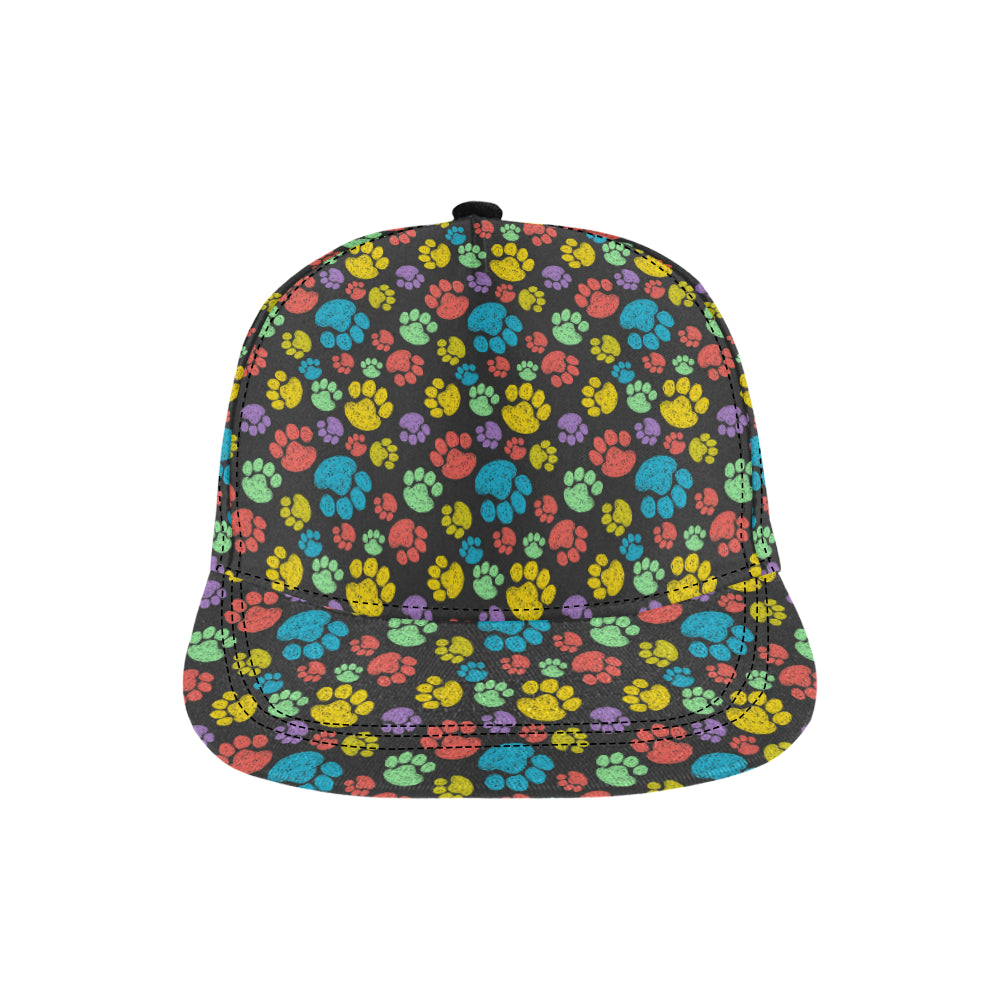 Paw Colorful Print Snapback Cap