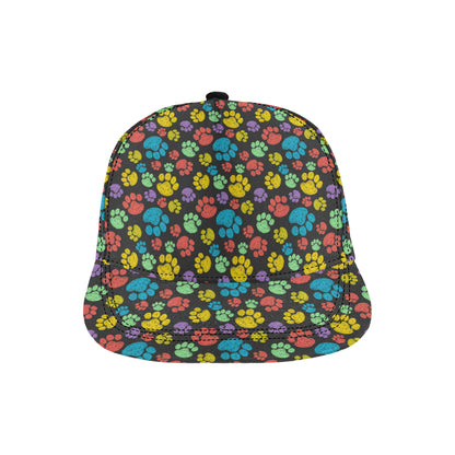 Paw Colorful Print Snapback Cap