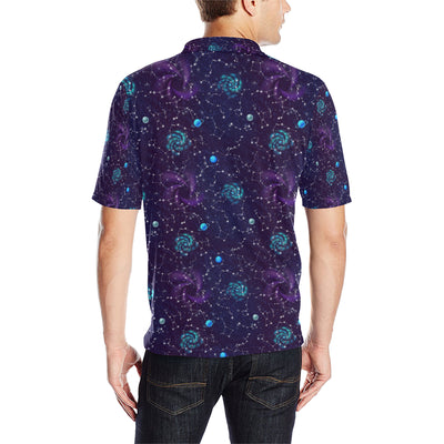 Zodiac Galaxy Design Print Men Polo Shirt