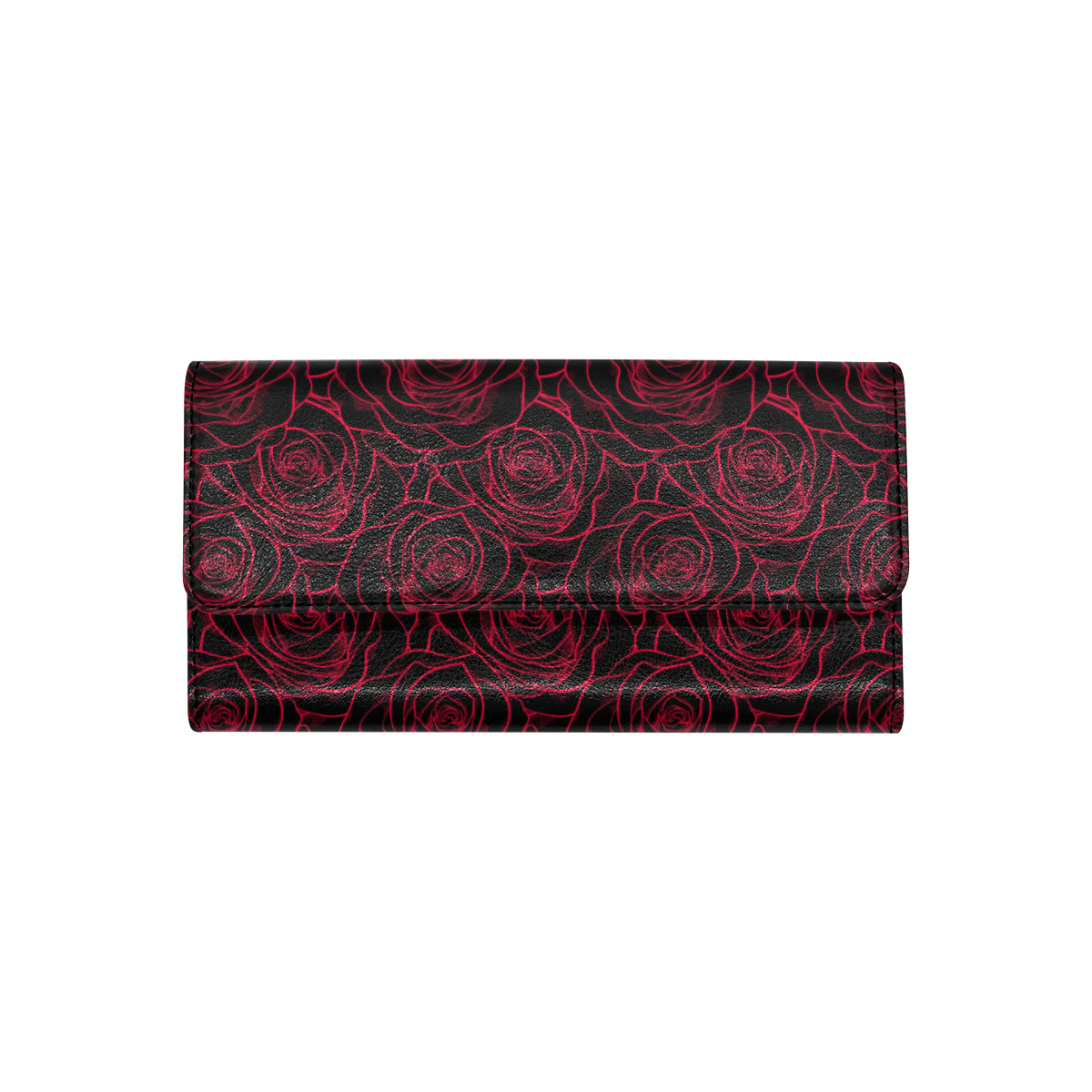 Red Rose Design Print Women's Trifold Wallet
