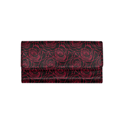 Red Rose Design Print Women's Trifold Wallet