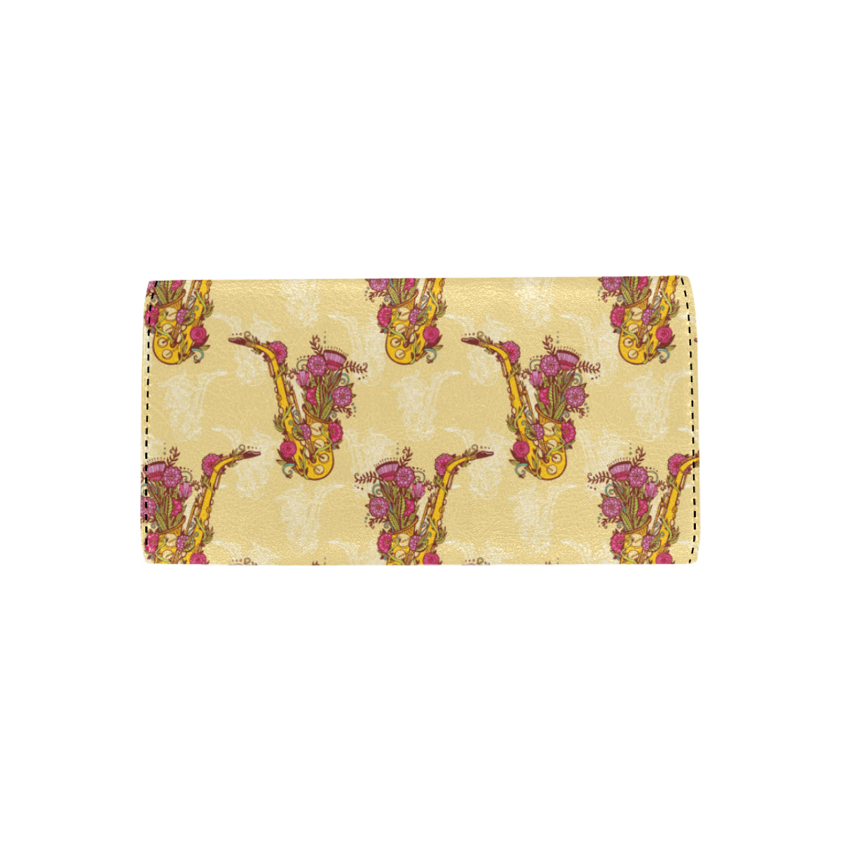 Saxophone Pattern Print Design 04 Women's Trifold Wallet