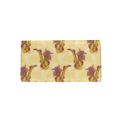 Saxophone Pattern Print Design 04 Women's Trifold Wallet