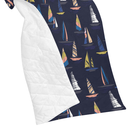 Sailing Ships Pattern Print Design A03 Premium Quilt