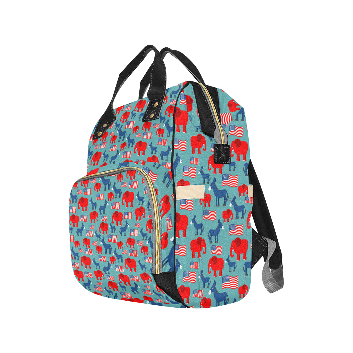 Donkey Red Elephant Pattern Print Design 03 Diaper Bag Backpack
