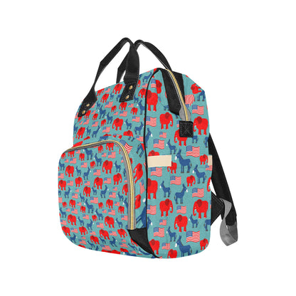 Donkey Red Elephant Pattern Print Design 03 Diaper Bag Backpack