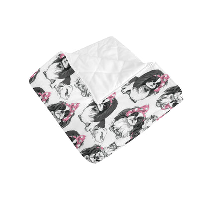 Japanese Chin Pattern Print Design 01 Premium Quilt