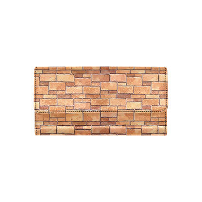Brick Pattern Print Design 01 Women's Trifold Wallet