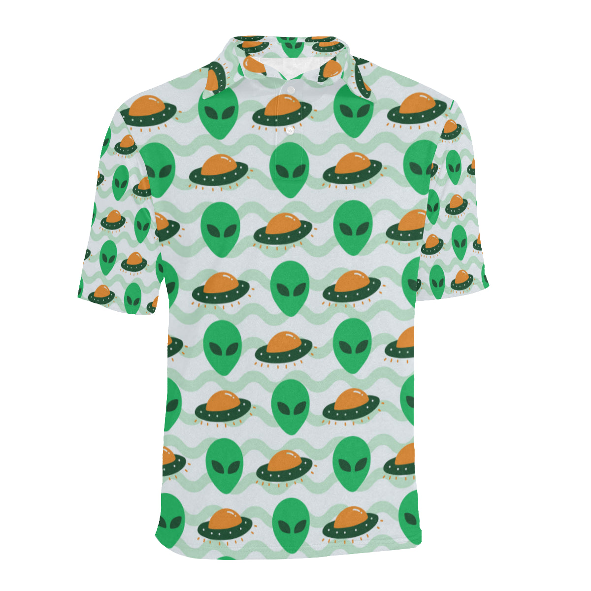 Alien UFO Pattern Print Design 04 Men Polo Shirt