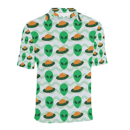 Alien UFO Pattern Print Design 04 Men Polo Shirt