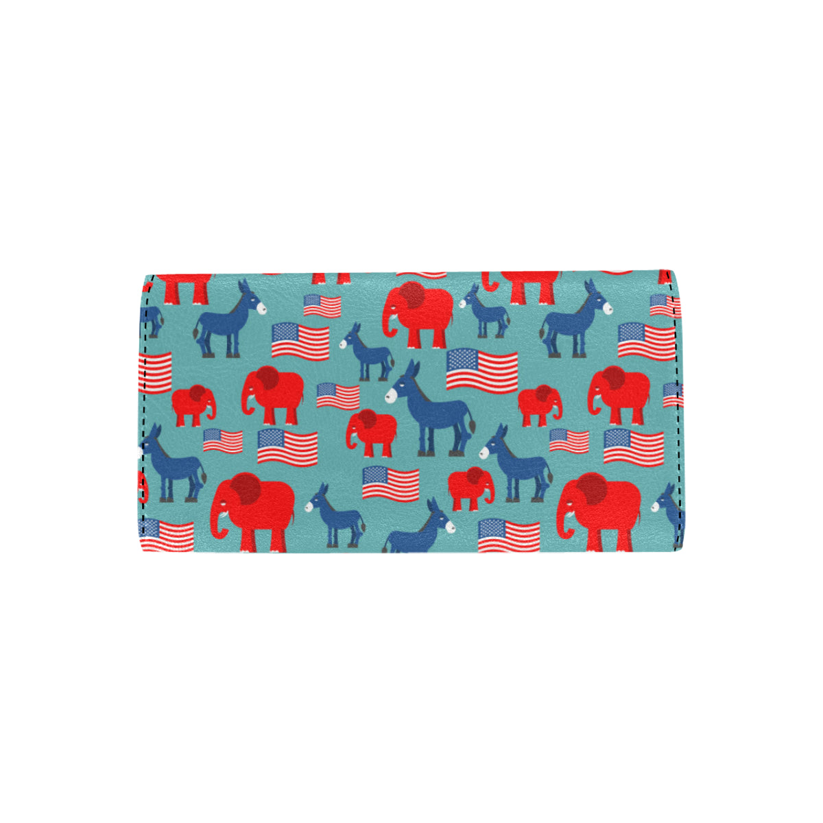 Donkey Red Elephant Pattern Print Design 03 Women's Trifold Wallet
