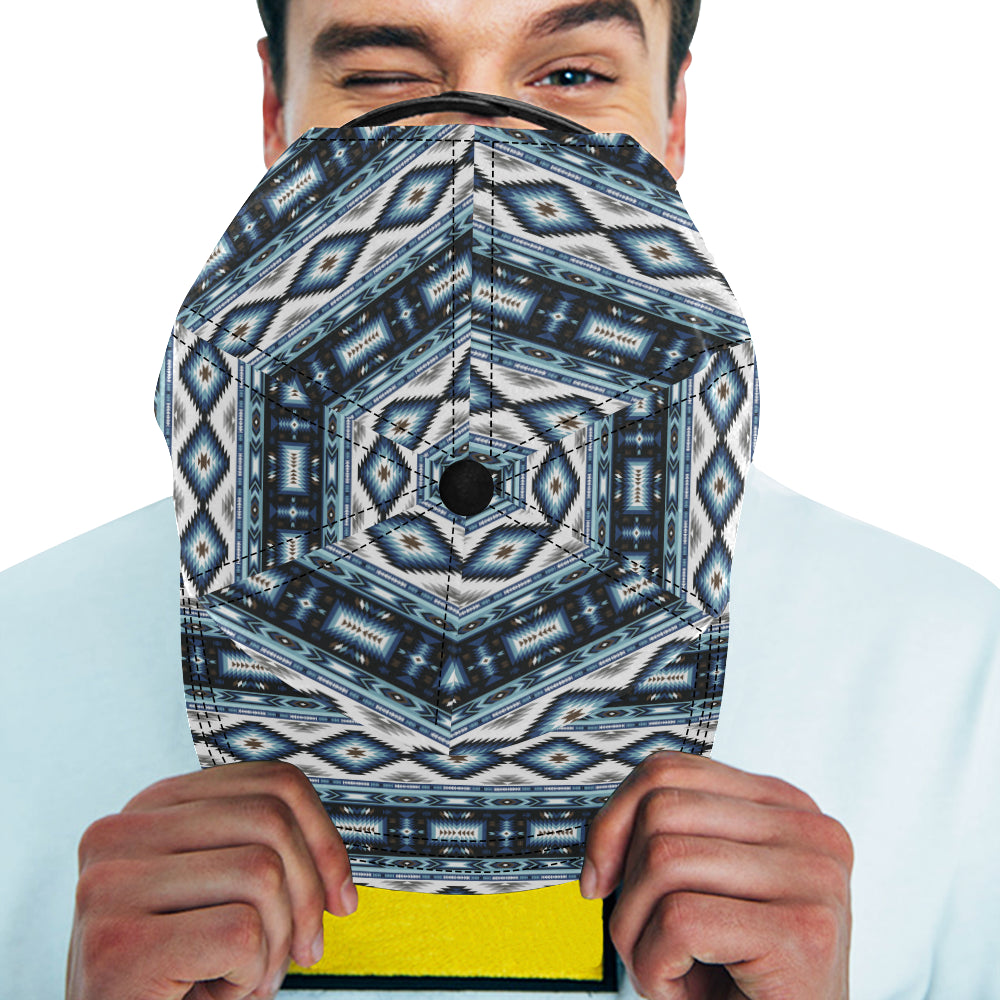 Navajo Dark Blue Print Pattern Snapback Cap