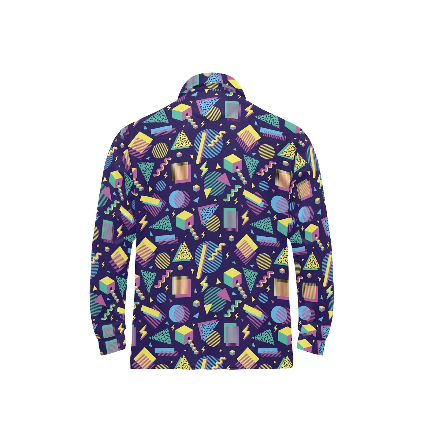 Geometric Print Design LKS401 Long Sleeve Polo Shirt For Men's