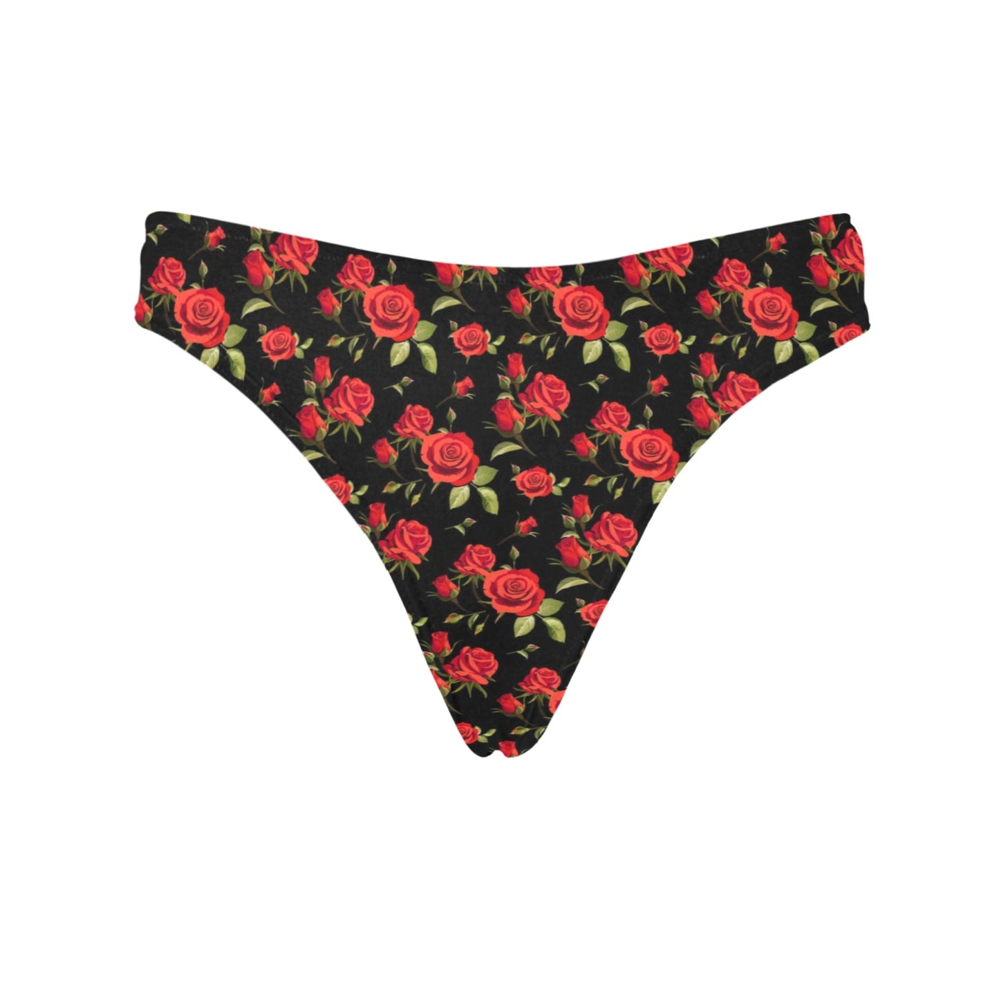 Red Rose Themed Print Women's Thongs