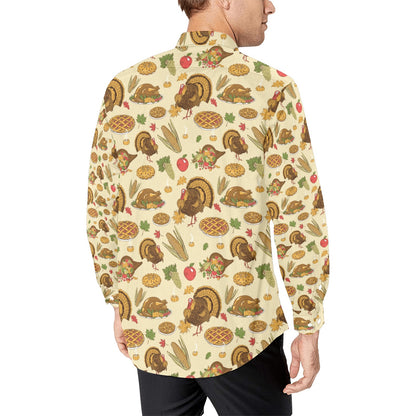 Thanksgiving Print Design LKS302 Men's Long Sleeve Dress Shirt