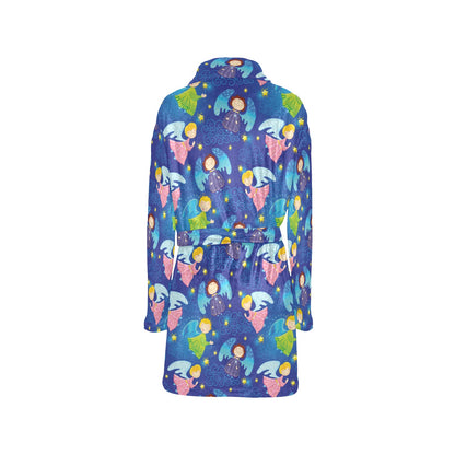 Angel Little Pattern Print Design 02 Women's Fleece Robe