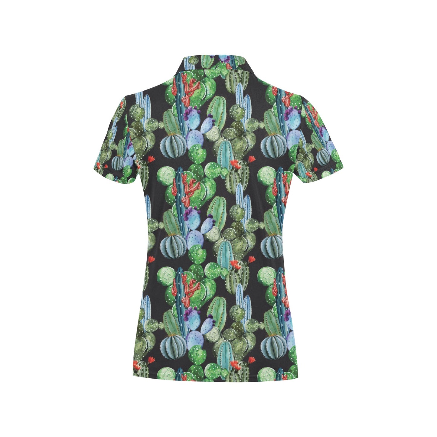 Cactus Watercolor Style Print Women's Polo Shirt